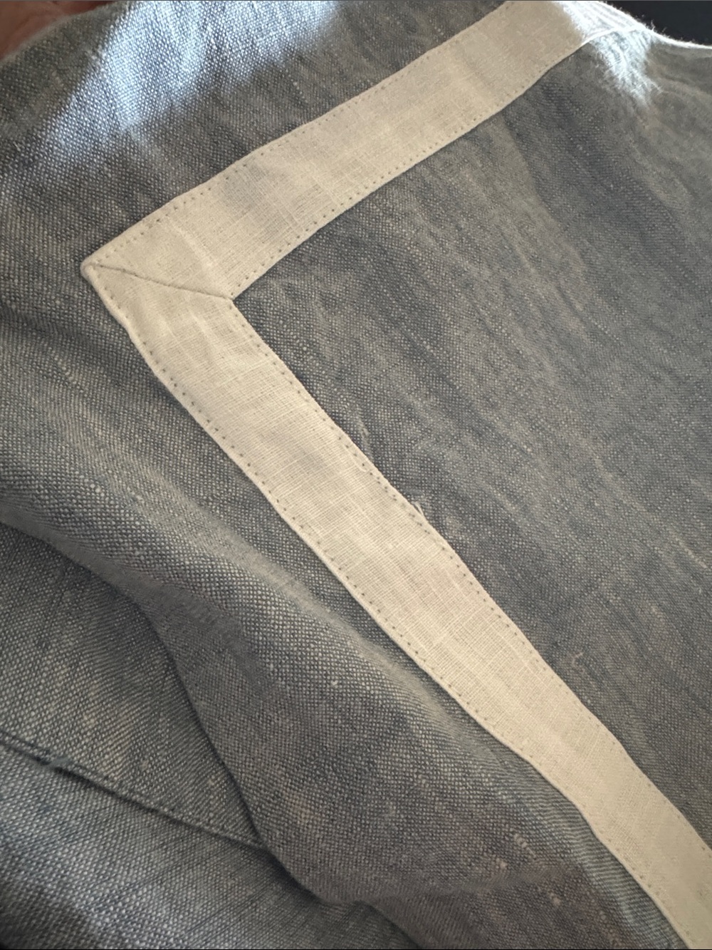 Pottery Barn TWO Belgian Flax Linen Frame King Shams Chambray/White - Picture 7 of 7